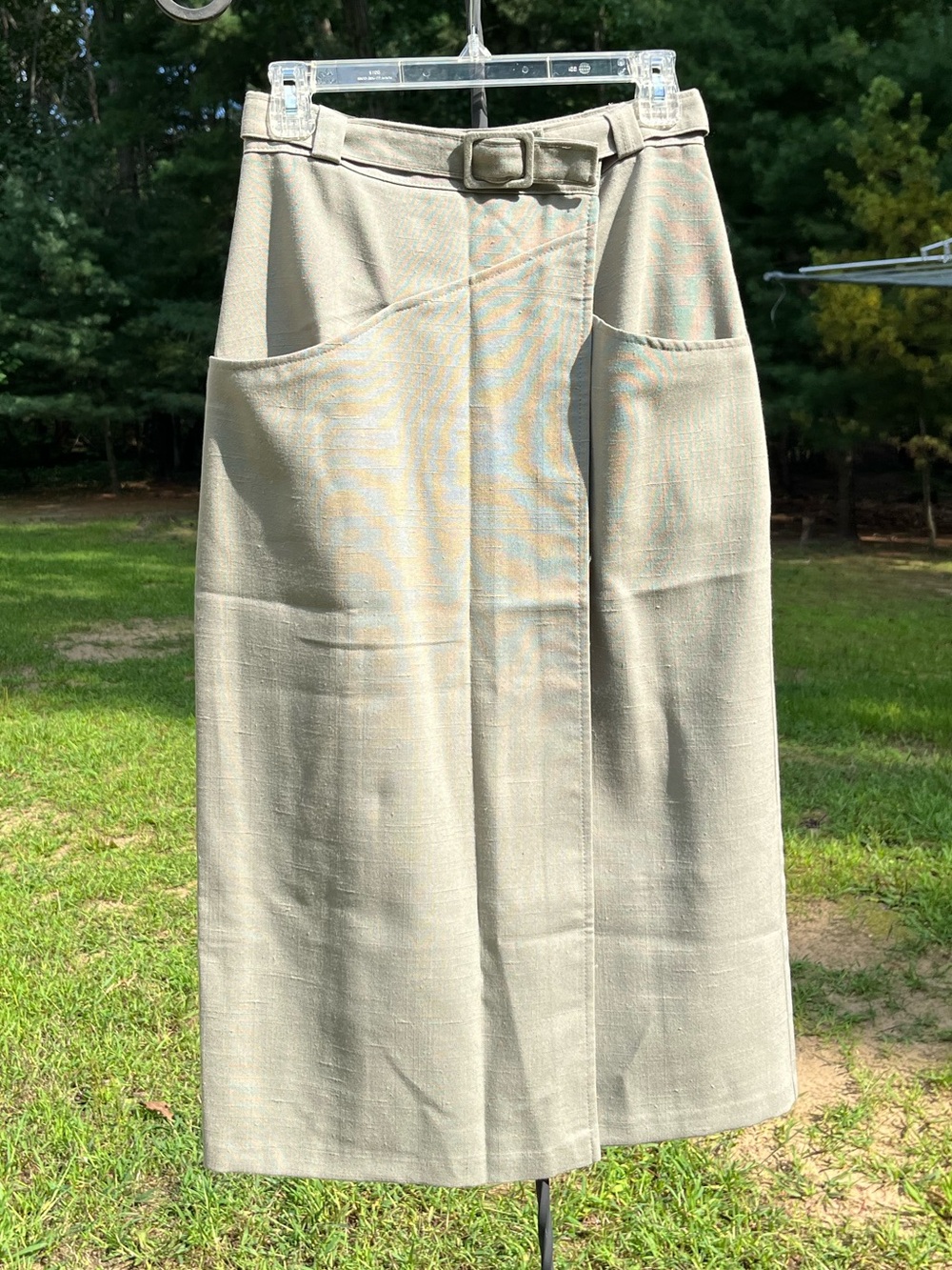 80s Jaclyn Smith Retro Secretary Wrap Skirt Size 8 Taupe Neutral Chic Minimal